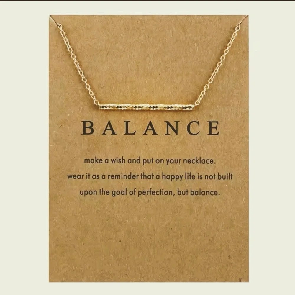 NEW Balance Bar Necklace Gold Minimalist‎ Pendant Delicate Chain Jewelry Gift